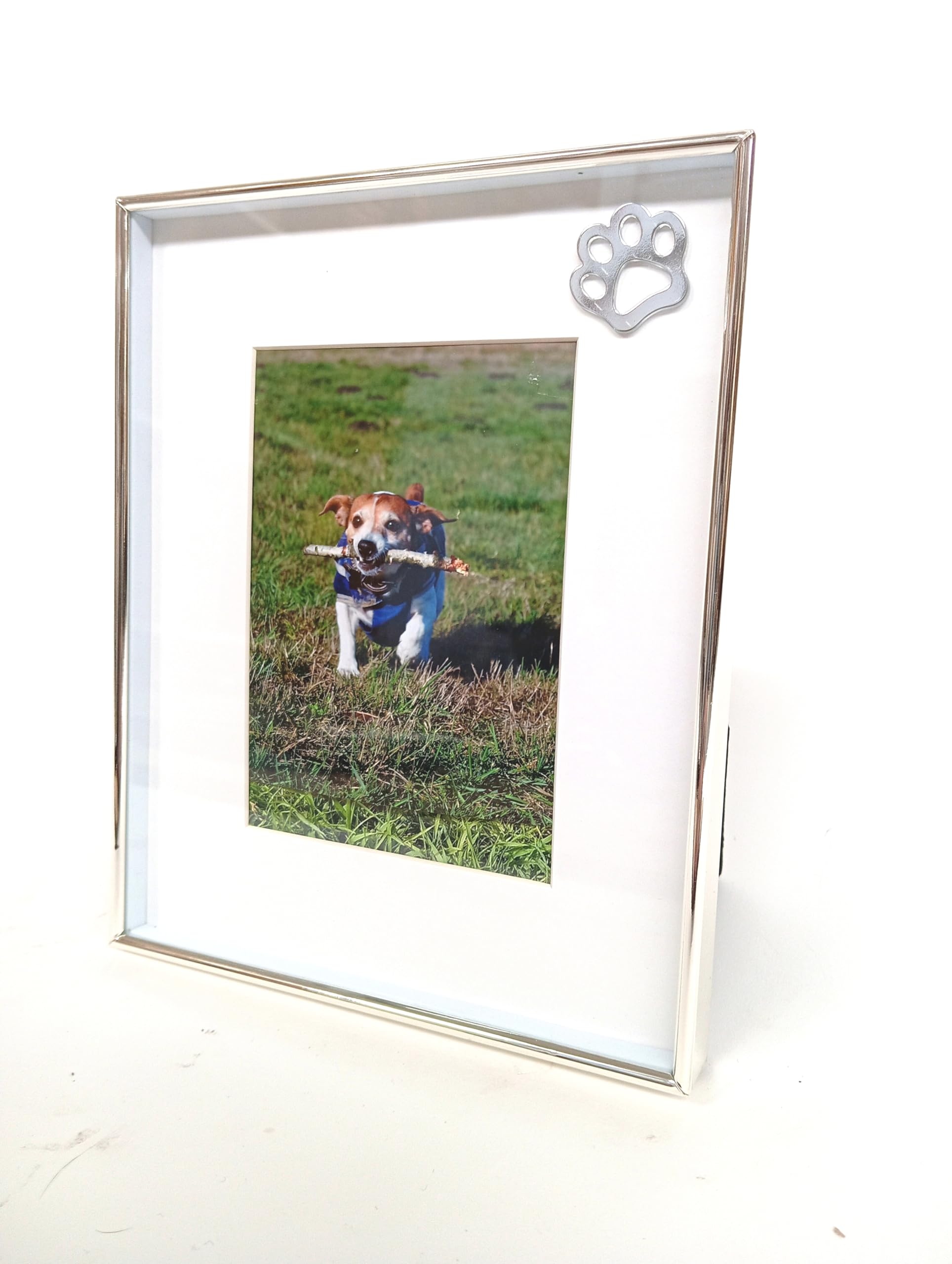 Marco de fotos de diseño con huellas de huellas de patas de 10 x 15 cm, de cristal, color negro, mate, para regalo (3 sin grabado) (variante 4, grabado hasta 10 caracteres)