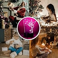 Vista 4 de Magic Elf Tinker Bell Miss Bell Rare Peter Pan Snowflake Tinkerbell Anime Character 3D LED Visual Luz nocturna para dormir con control remoto 16