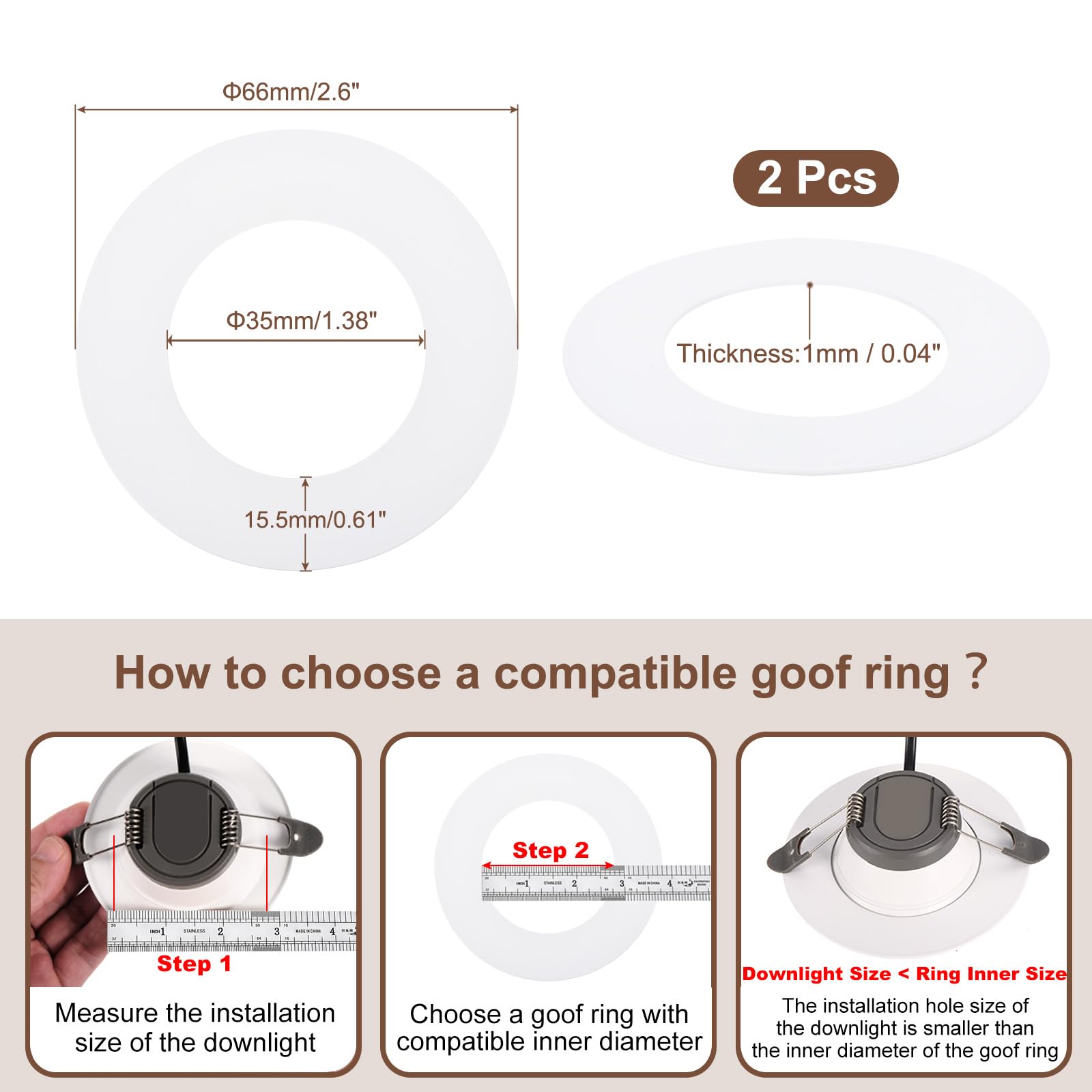 PATIKIL Metal Goof Trim Ring, 2pcs 4.72" OD 2.99" ID Circular Ceiling Light Fittings Ring Recessed Light Cover Ring For Recessed Can Downlight, Black