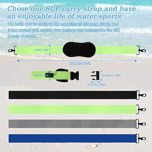 Miniatura 8 de PPXIA Correa de transporte para tabla de remo, tablas de transporte de SUP ajustables, accesorios de tabla de remo para mujeres y hombres para