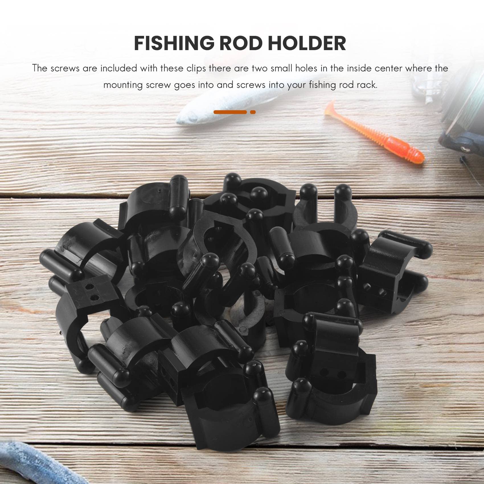 Jkjhbhged 20 Pcs Fishing Pole Rod Holder Clips Black 16Mm Inside Dia Fishing Rod Storage Clips