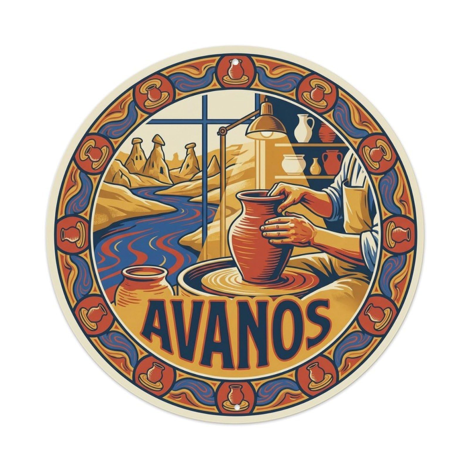 Nevsehir Avanos Pottery Red River Turkey Bazaar Graphic Metal Tin Sign