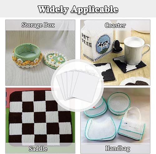 Miniatura 5 de Hojas de lona de malla de plástico, 5 piezas de 7 hojas de lona de malla para bordado, pantalla de malla Aida de punto de cruz para manualidades,