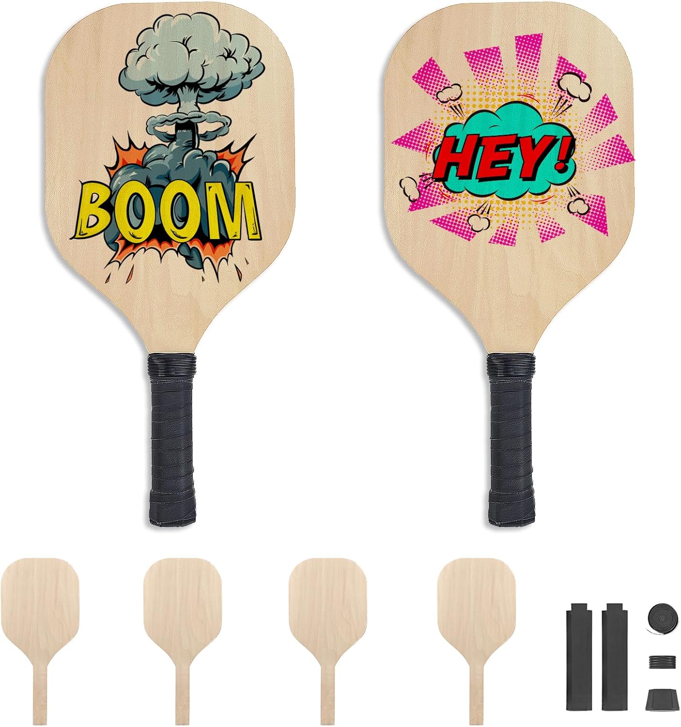 6 Pack Sublimation Blanks Pickleball Paddles, 7.3" x 15.5" Double Sided Printable Pickleball Paddles Plywood 0.39 Inch Thickness for Outdoor Sport Casual Court Play