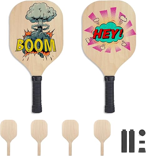 Paquete de 6 paletas de pickleball en blanco de sublimación, 7.3 x 15.5 pulgadas, paletas de pickleball imprimibles de doble cara, madera