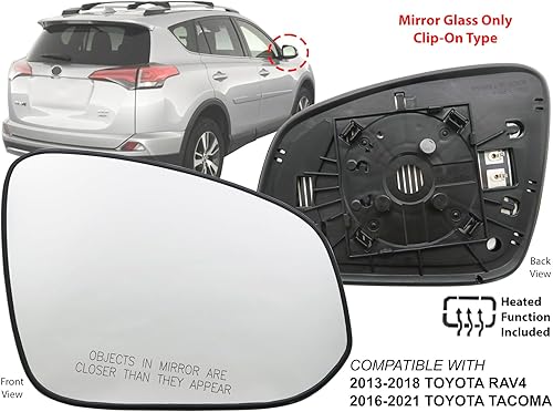 Miniatura 11 de APA Replacement for Rear View Mirror Glass Power Non-Heated 2013-2018 RAV 4 RAV4 2016-2021 TACOMA 2013-2017 4RUNNER Driver Left Side 879610R080