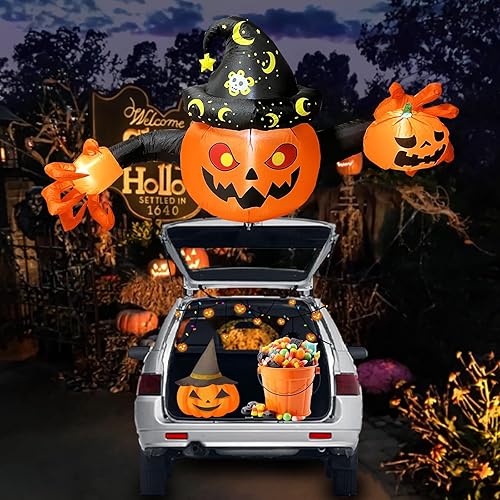 Vista 8 de Papá Noel inflable de Navidad de 10 pies en trineo con 3 renos, inflable para patio con luces LED integradas, decoración de fiesta navideña