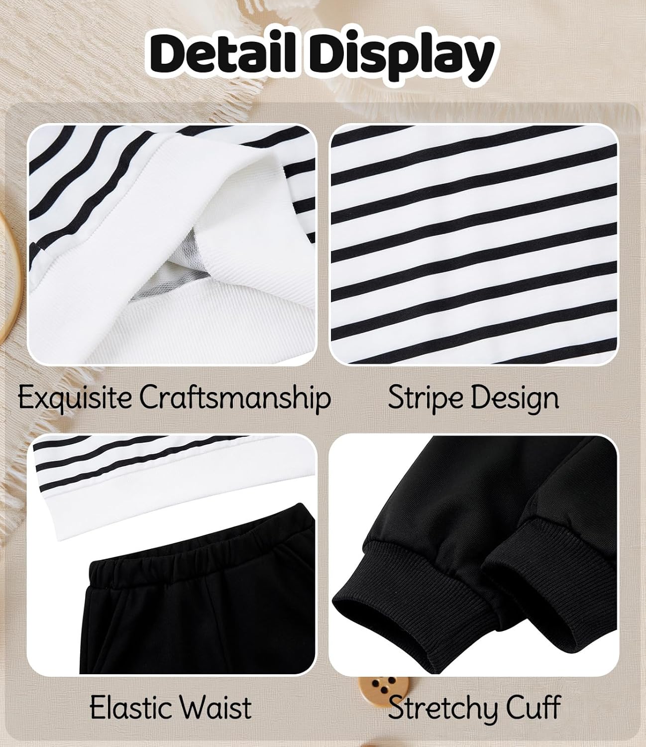 Toddler Boys Sweatsuit 12M-5Y Baby Boy Sweatshirt Outfits Quarter Zip Pullover Matching Joggers - Image 3