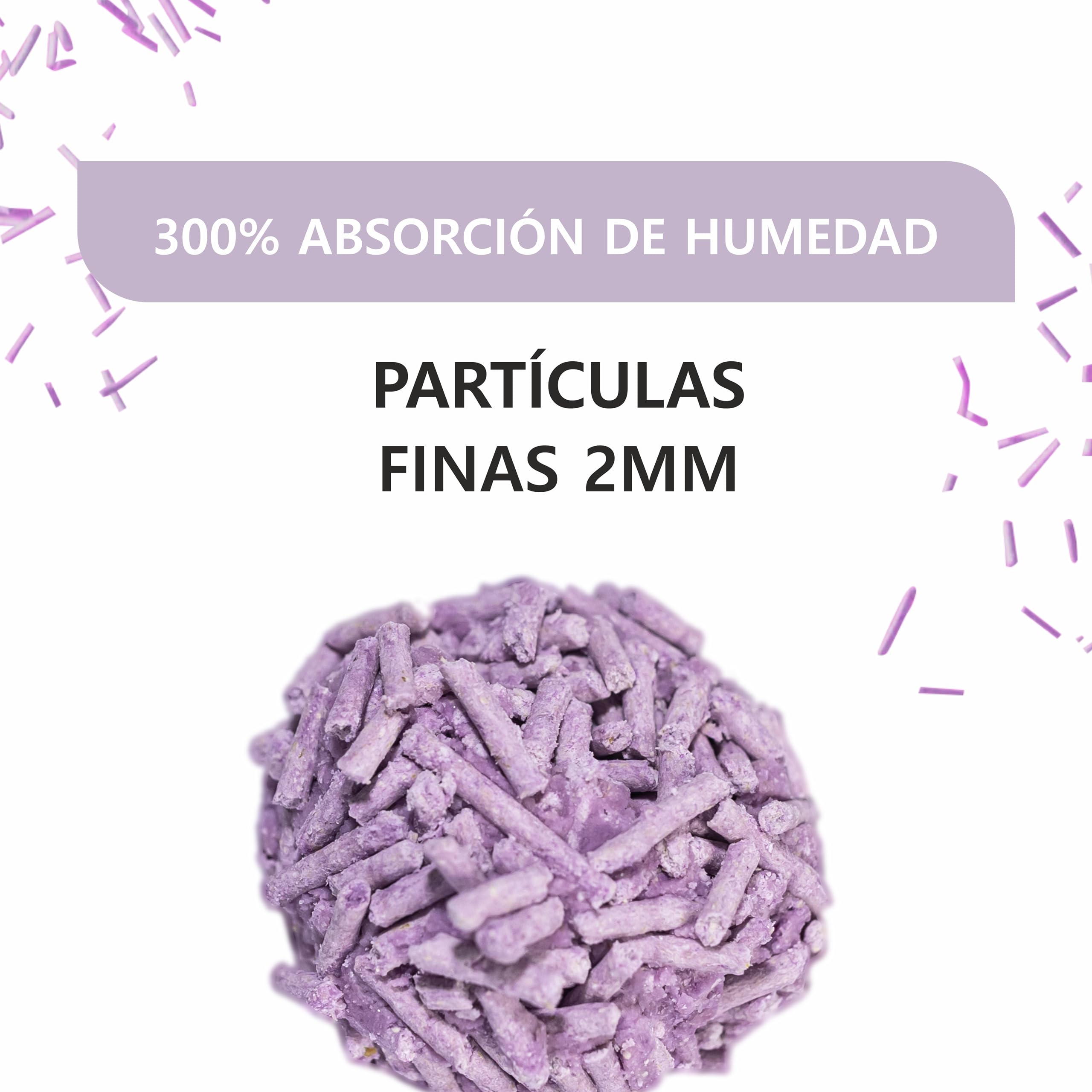 Arena de Tofu para Gatos (18L/7,5Kg) - Natural y Biodegradable - Aglomerante Instantáneo, Bajo en Polvo, Control de Olores Duradero, Ultra Absorbente, Desechable en el Inodoro (Lavanda)