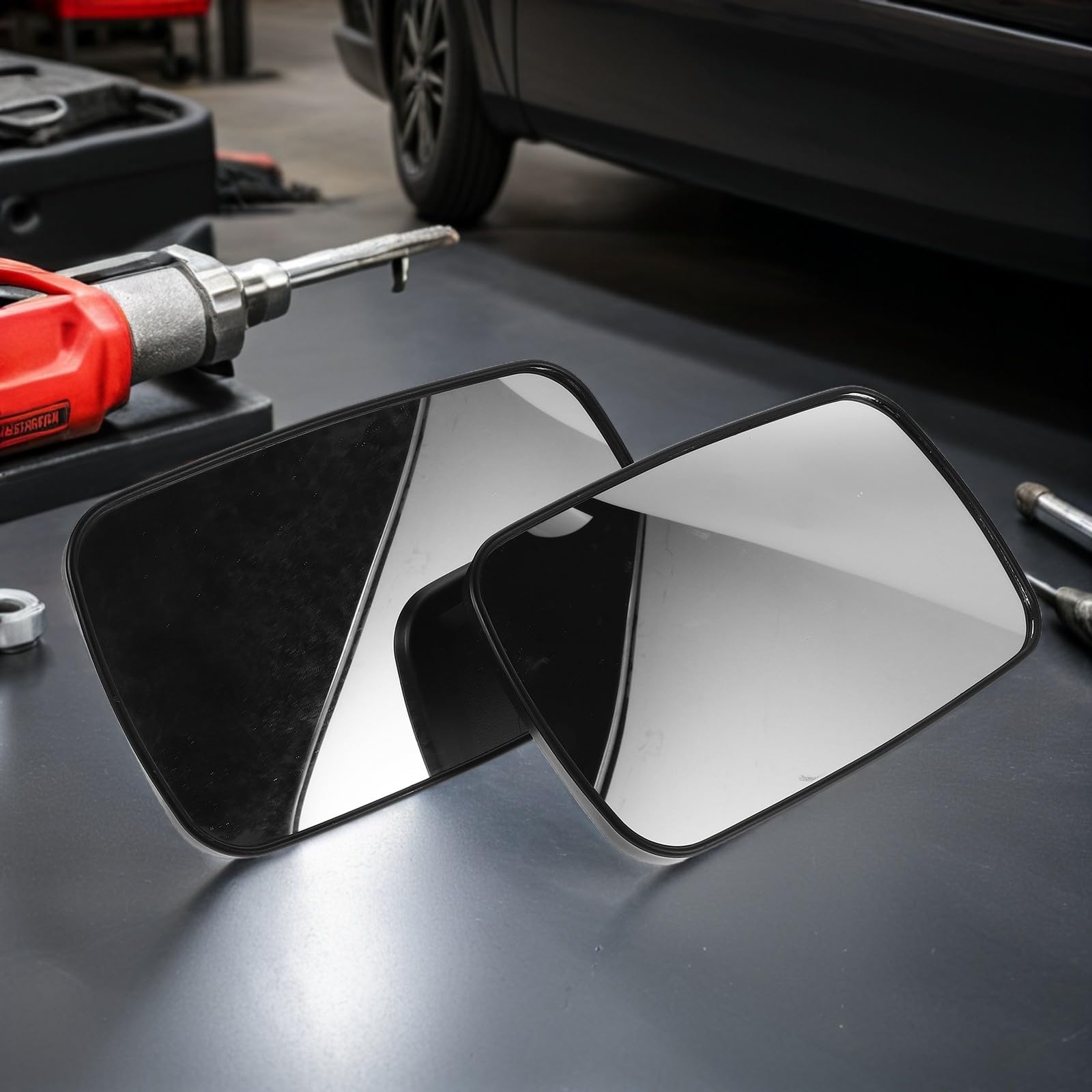 Specchio Retrovisore per Carrello Elevatore Nero 2 Pezzi | Camion e Rimorchi, Plastico e Vetro, Rivestimento Resistente alle Intemperie, Struttura Robusta