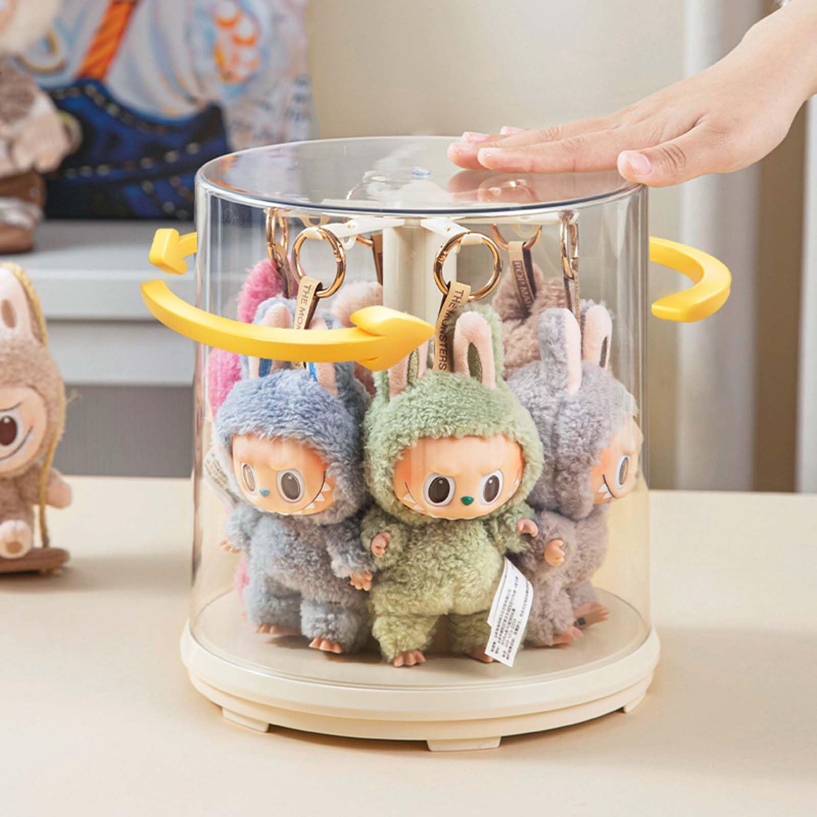 置物 labububaby Rotating Display Case for LABUBU, Rotating Display Box for