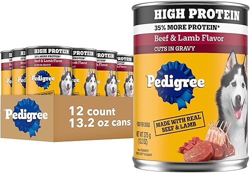 Miniatura 15 de Pedigree Alimento húmedo para perros con alto contenido de proteínas, comida enlatada suave para perros adultos, sabor pollo y pavo, latas de 13.2