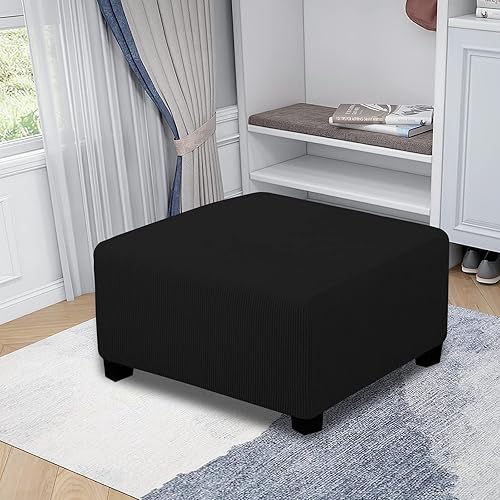 Vista 173 de Easy-Going - Funda elástica para taburete otomano, funda protectora para muebles, funda rectangular con parte inferior elástica Beige