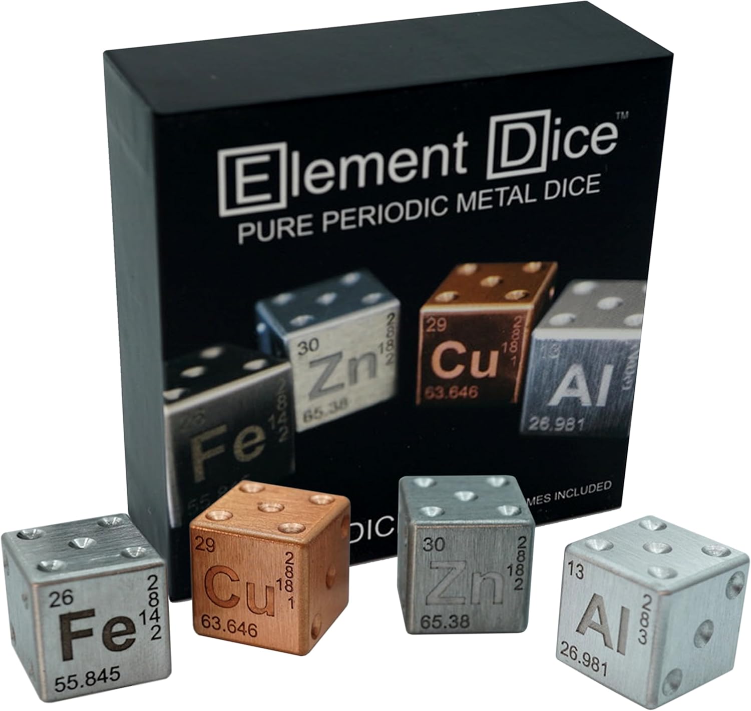 D6 Element Dice Set A (Iron, Zinc, Copper, Aluminum)