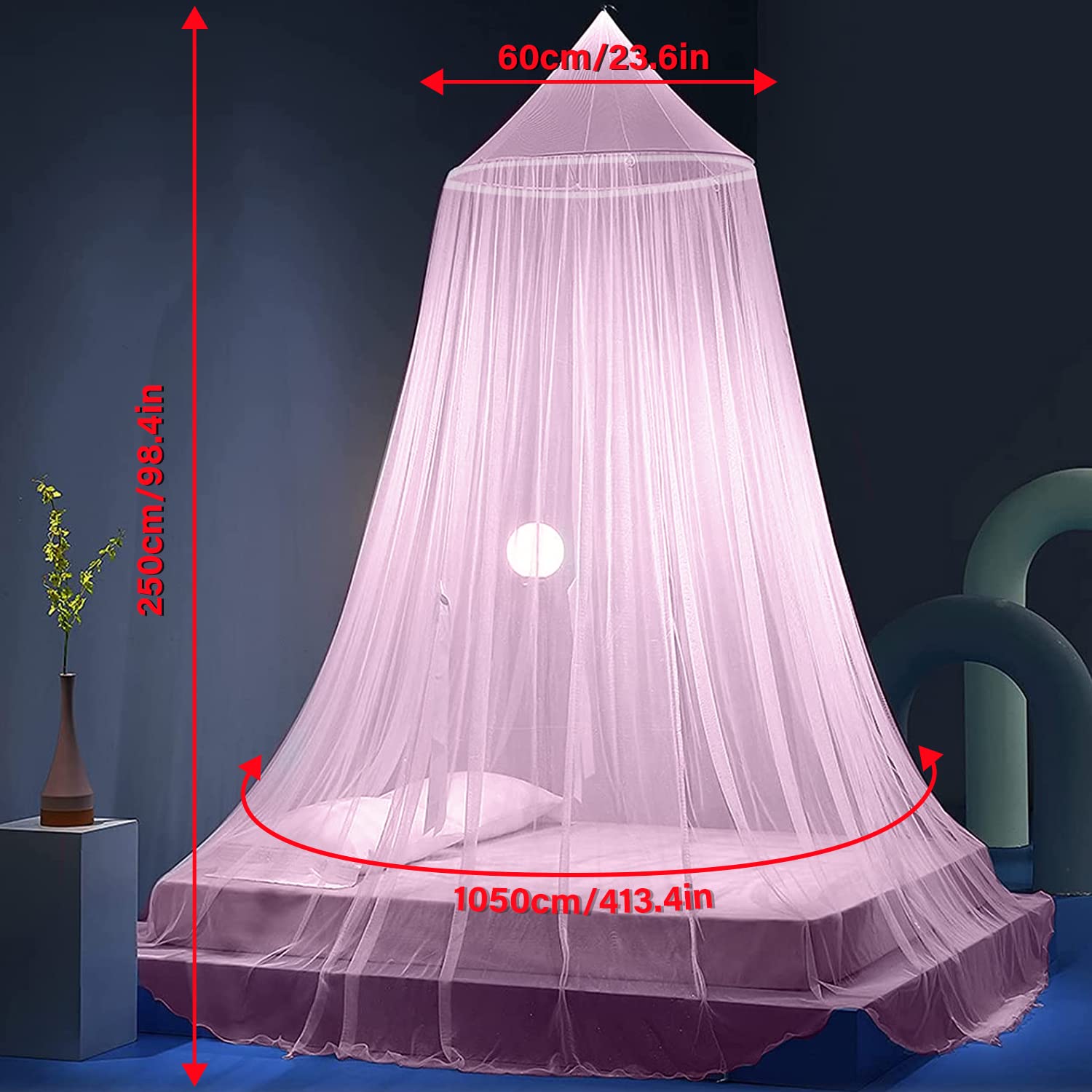 FFTANXS Bed Canopy for Girls,Rainbow Canopy Bed,Princess Mosquito Net for Travel&Room Single to Double Universal,Large Dome Hanging,Breathable Mesh Effective Anti,Girls Room Decor(Pink) - Image 2