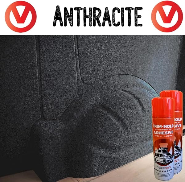 Vandalised- 4 Way Stretch Carpet Lining – for Camper/Van/Caravan - 9 Colours, Various Lengths with Glue (2:Anthracite, 3meter x 2meter 3xGlue) - 3