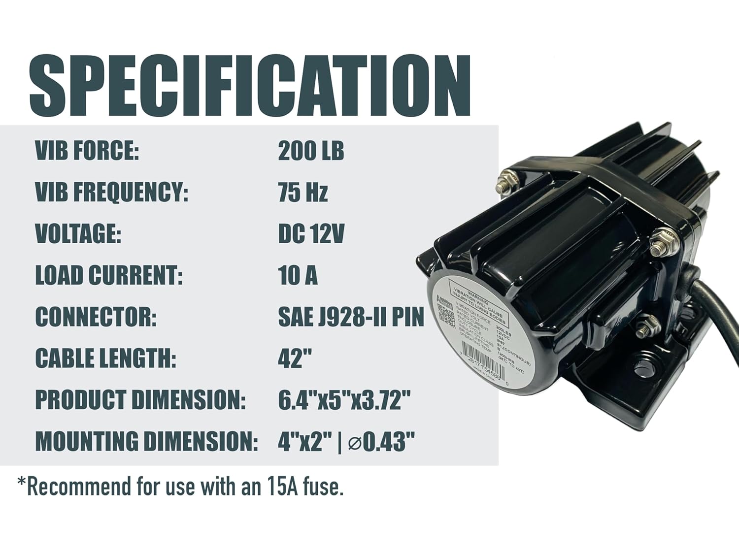 VIB200 Specifications Graphic