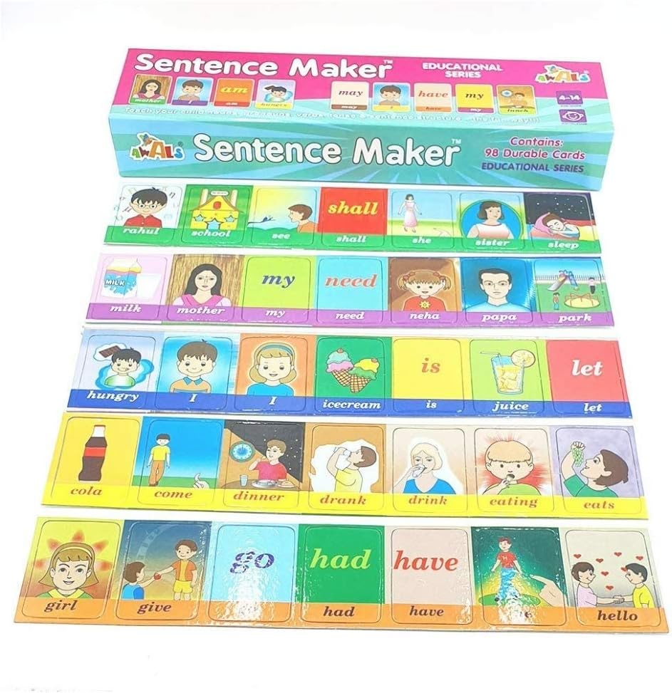 BKDT Marketing Early Education Sentence Maker Flash Cards Game with 98 Durable Multicolor Cards - Boys & Girls,Card Sentence Maker- Festival Gifts,Diwali Gift