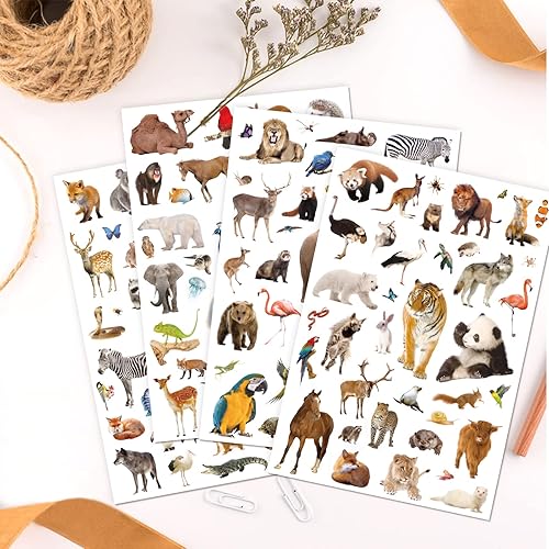 Miniatura 2 de Calcomanías de animales de safari en la selva, suministros de fiesta, 750 unidades, safari salvaje, bosque, zoológico, animales, calcomanías para