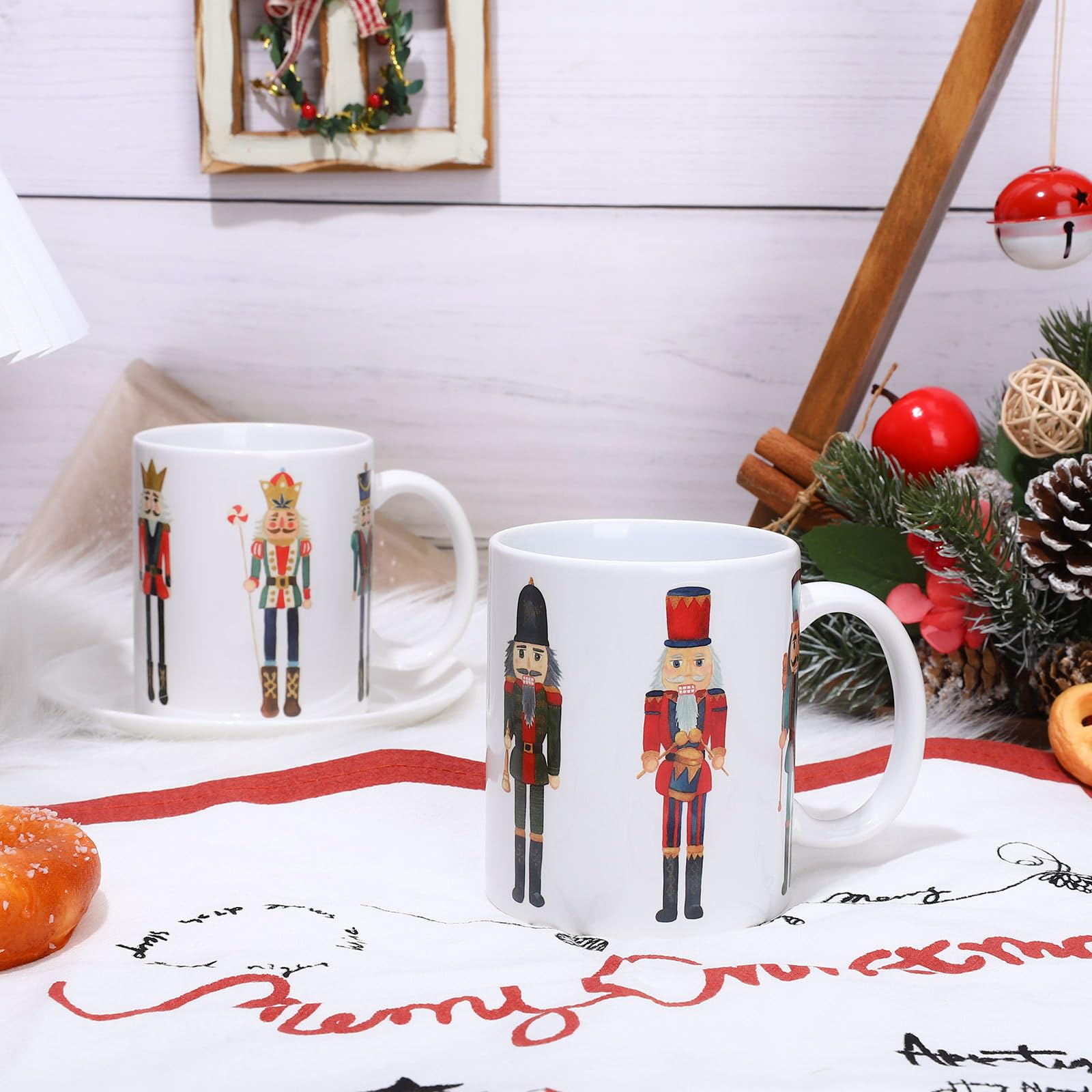 AnyDesign 2-teiliges Weihnachtstassen-Set, 340 ml, Nussknacker-Kaffeetassen, Weihnachten, Winter, Urlaub, Keramik-Trinkbecher für Zuhause, Schule, Büro, Tisch, Tafelaufsätze, Einweihungsgeschenk