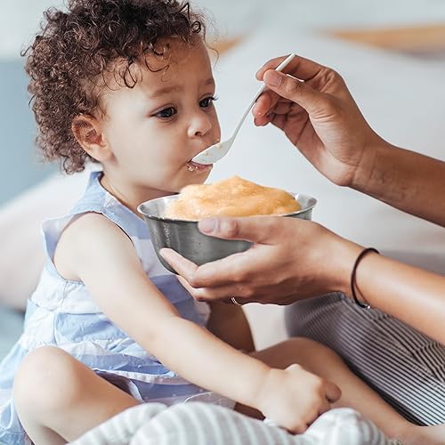 Miniatura 5 de Darware Tazones de acero inoxidable resistentes para bebés, niños pequeños (paquete de 4); cuencos pequeños para cereales, niños y control de