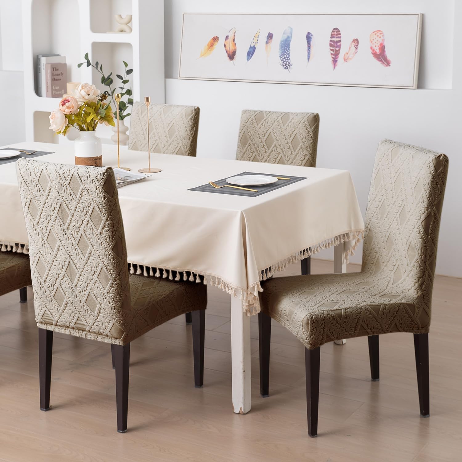 Styleys Dining Chair Covers - Taupe Pack of 6 -5 Styleys Dining Chair Covers - Taupe Pack of 6 -5