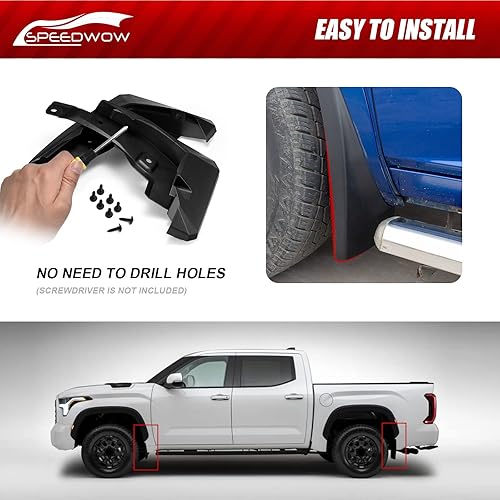 Miniatura 4 de SPEEDWOW Protectores contra salpicaduras para Toyota Tacoma 2016-2022 con guardabarros (excepto los modelos SR), guardabarros delanteros y traseros,