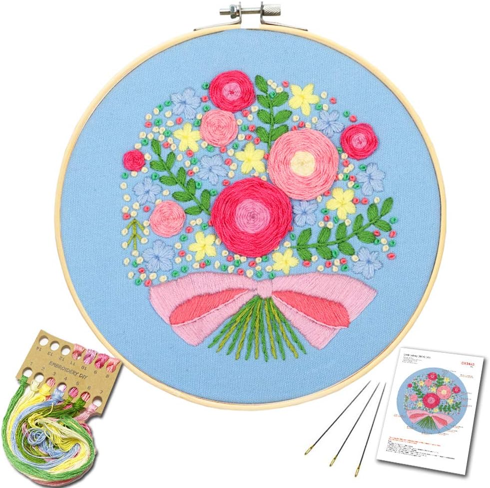 Embroidery Starter Kit with Pattern and Instructions