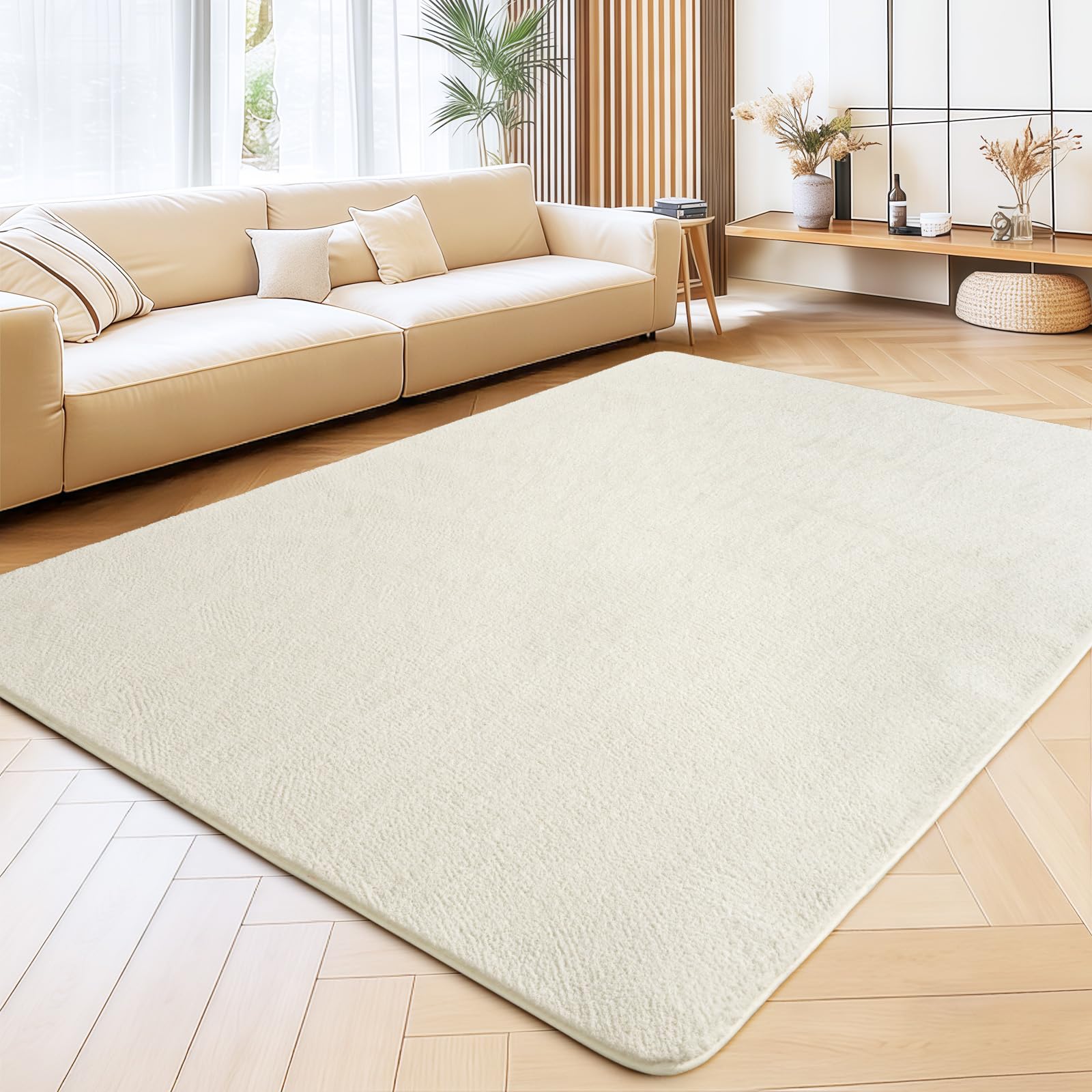 Tapis d'intérieur confortable Rezutan grand format 120 x 160 cm crème