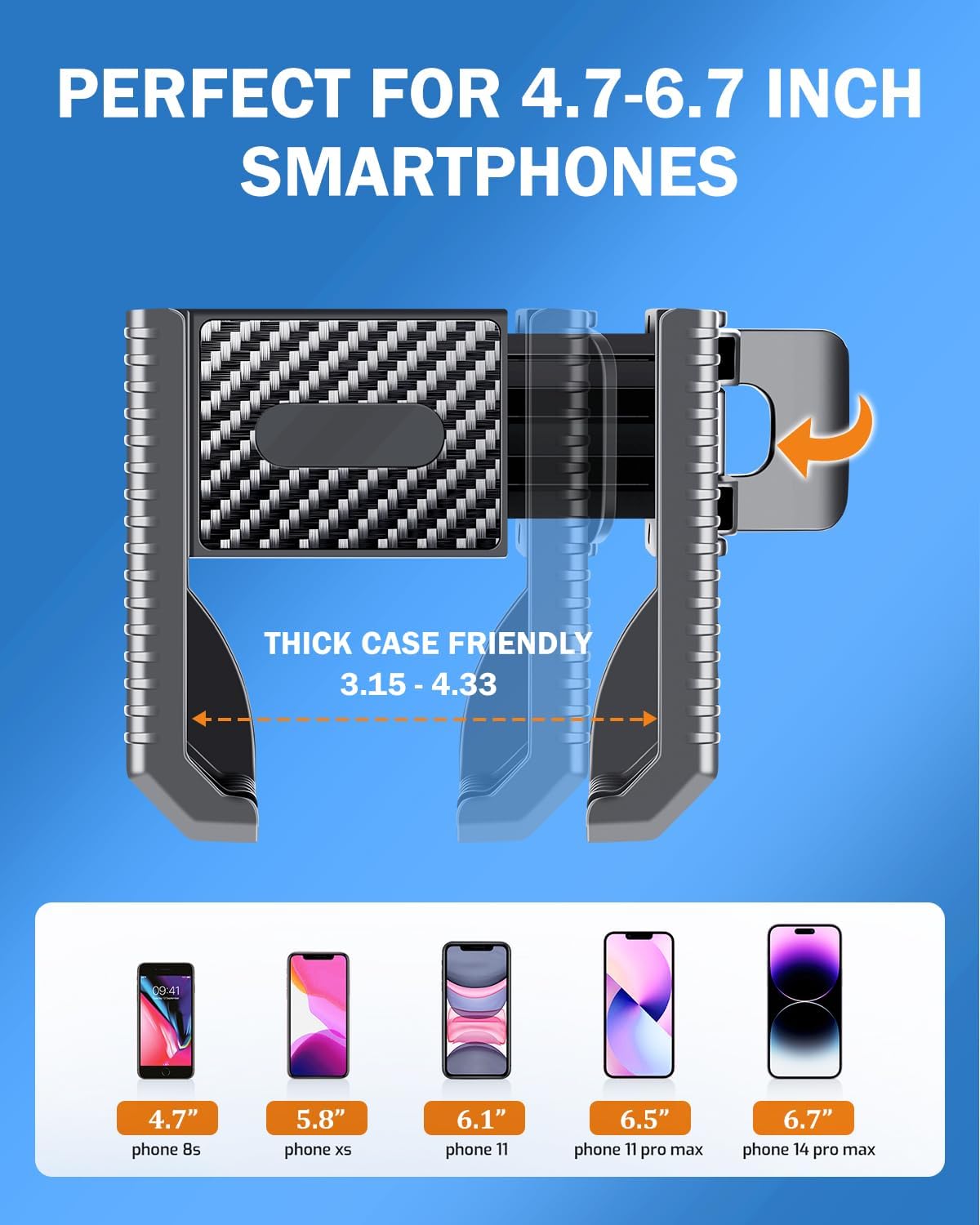 [Upgrade] Golf Cart Phone Mount Holder [Military-Grade Sturdy] with Security Double Lock Compatible with EZGO/Club Car/Yamaha, -360° Rotation with Anti-Scratch Pad [Big Phones & Thick Cases Friendly] - Image 6