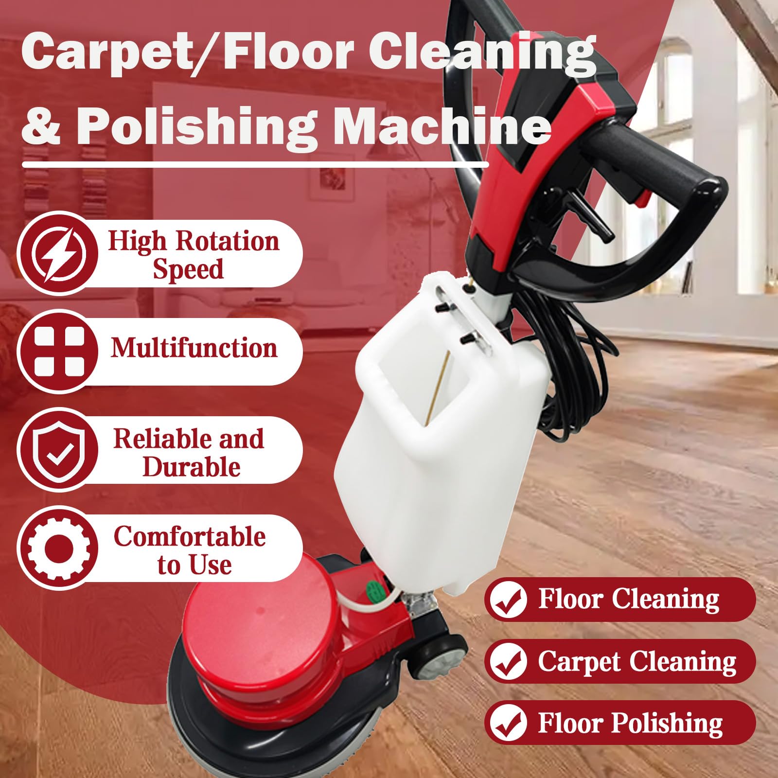 TECHTONGDA Floor Polisher & Buffer Commercial Floor Buffer Scrubber 17