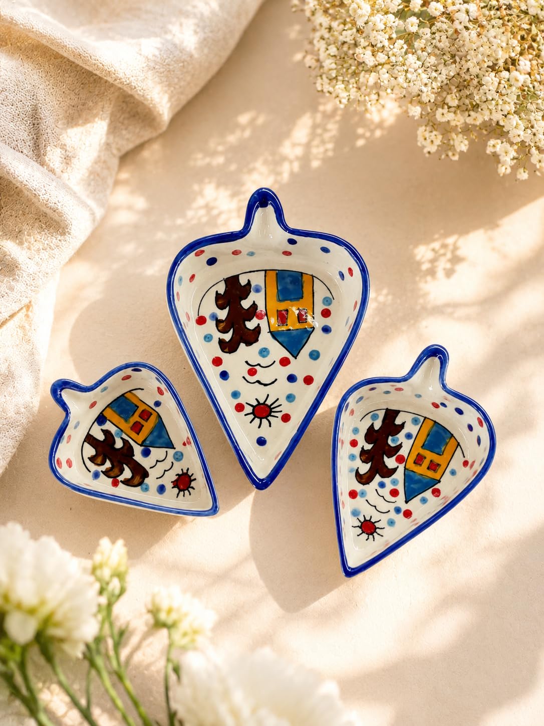 BACKKSPACE RETAIL Handcrafted Ceramic Serving Tray Set of 3 | Hut