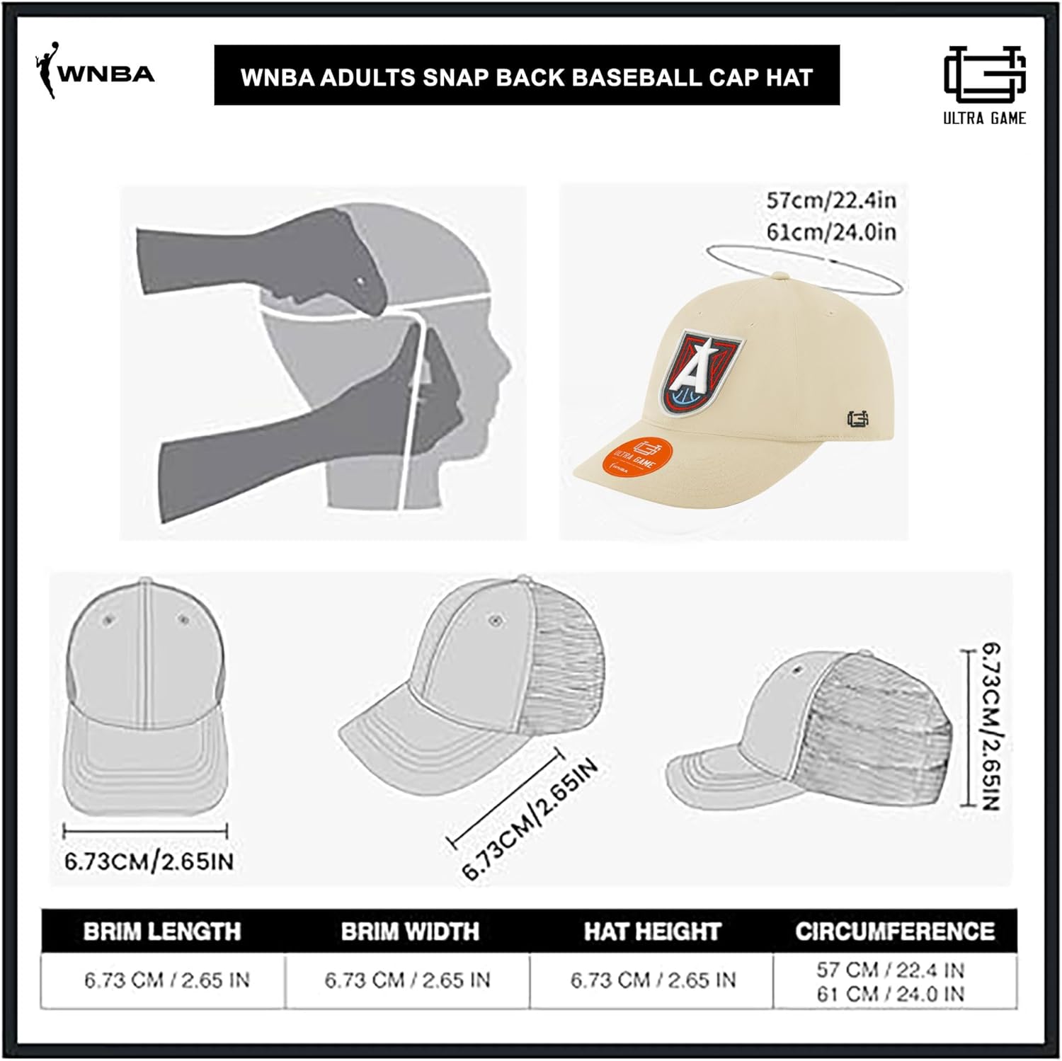 Ultra Game Women's WNBA Official Slick Baseball Cap Hat - HD Embroidery - Image 6