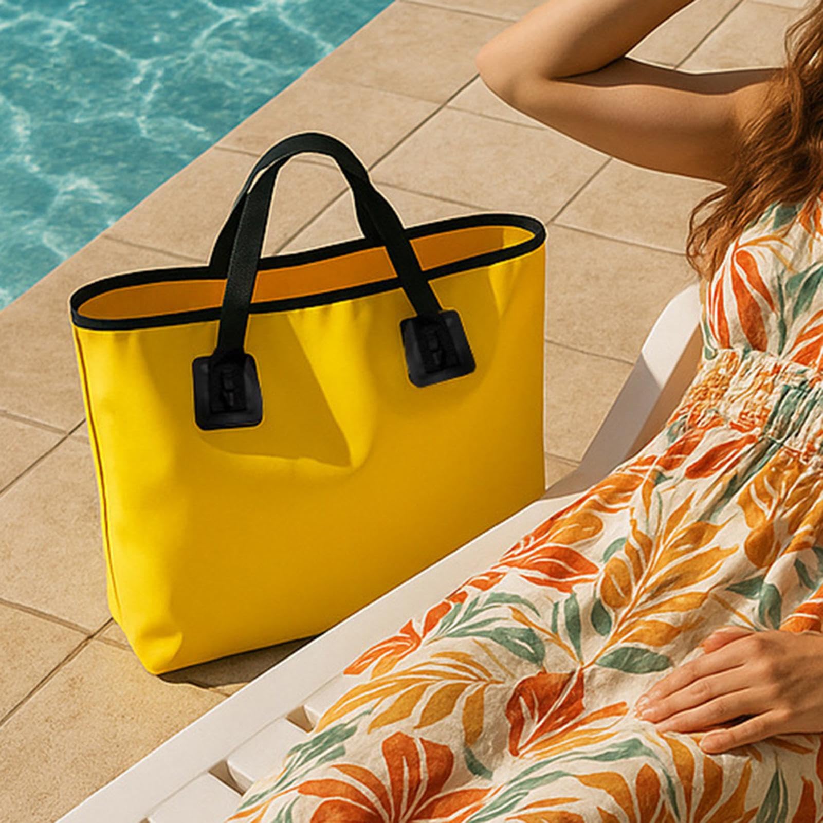 Borse Da Spiaggia Femminili Impermeabile Pieghevole Leggera Antisabbia | Borsa a rete da piscina donna Per Abiti Cappello Cosmetici Telefono Viaggio Vacanza Gita Outdoor Campeggio