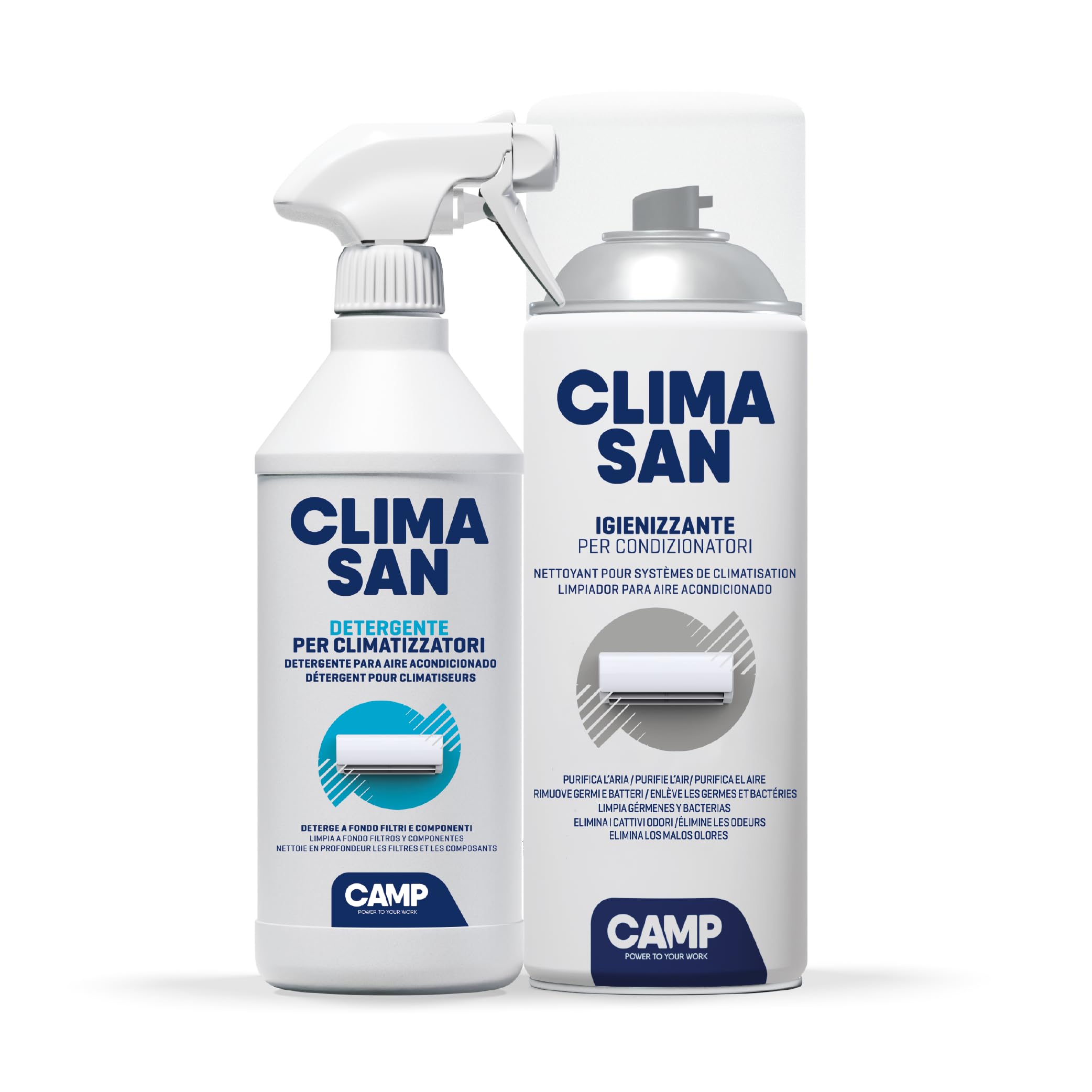 Tratamiento de aire acondicionado CAMP Climasan con fórmula premium para eliminar olores