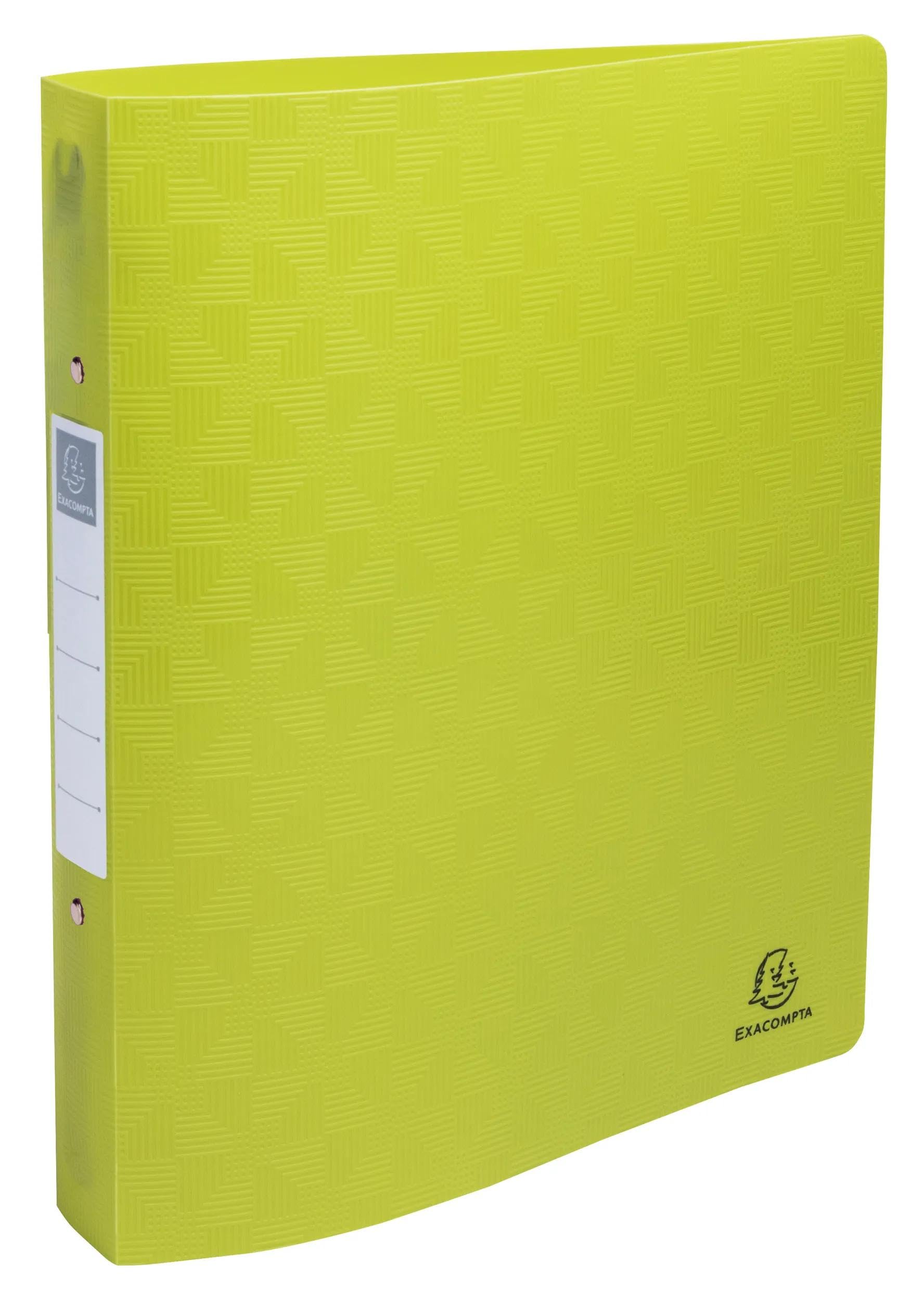 Exacompta - Réf. 54930E - Carton de 12 classeurs semi-rigides Pop'N Co - PP recyclé - 2 anneaux ronds - dos 40 mm - Format extérieur : 32x26,8 cm - Format à classer A4 Maxi - 4 couleurs assorties