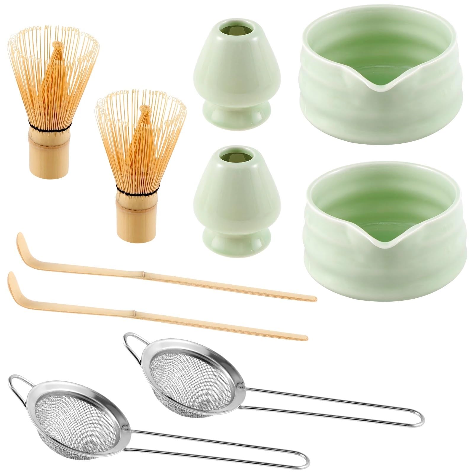 Juego de 3/10 batidores matcha, juego sólido, verde estable, batidor y tazón relajante, seguro con Juego de Té Matcha(Matcha Green)