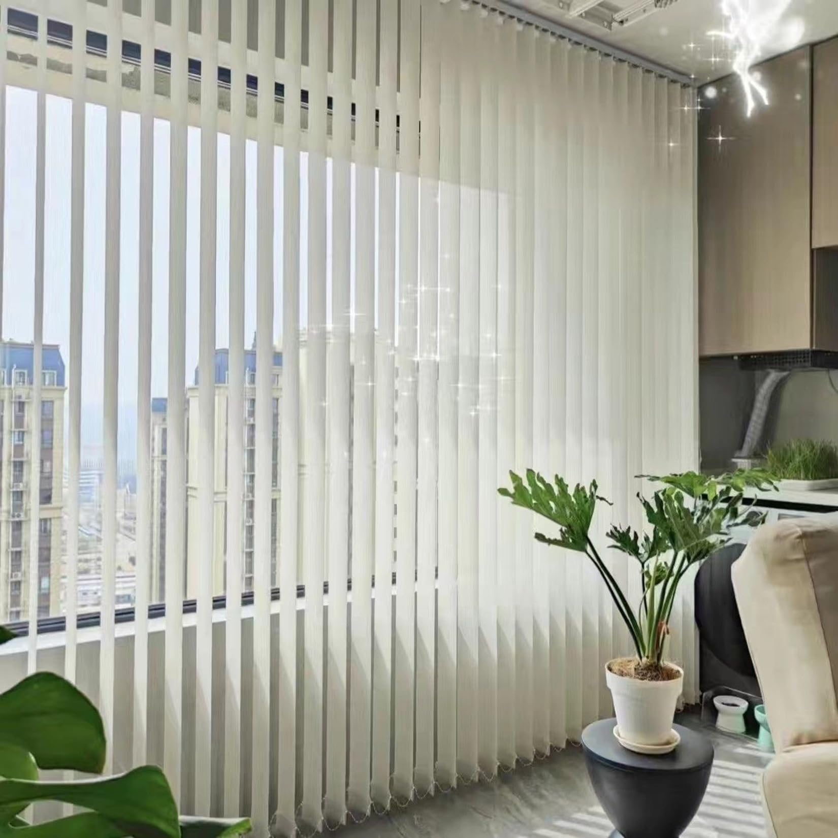 HDEYRSX Vertical Blinds For Windows,Light Filtering & Delicate Textured Fabric,Thermal Blackout Curtains,for Home Office,with Hangers Weights & Chains,Custom Colors (150cm x 100cm)