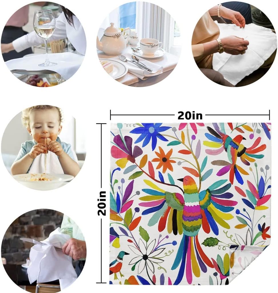 Colored Bird Table Napkins Cloth Set Handkerchief Wedding Party Placemat Birthday Banquet Tea