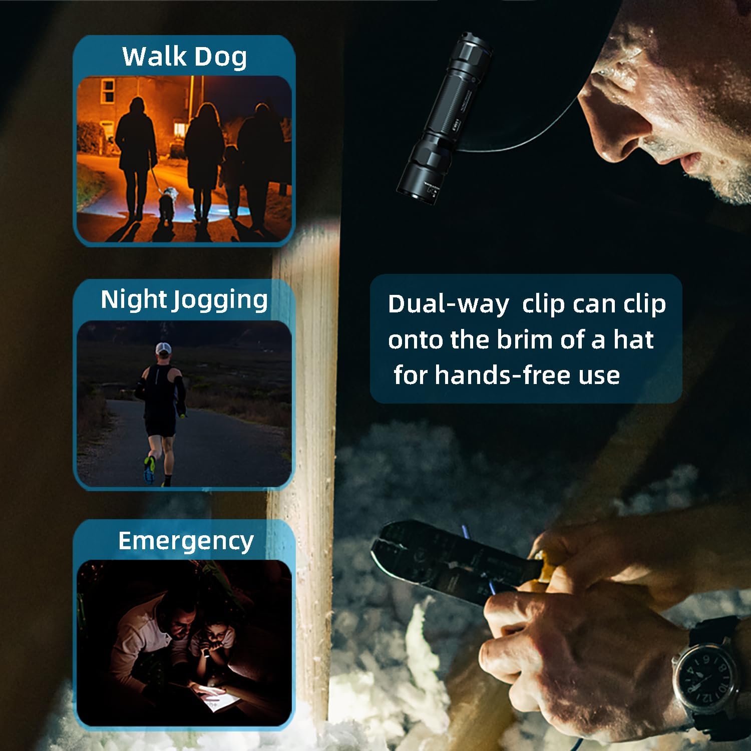 EW01 Waterproof AA EDC Flashlight Small Pocket Work Light Rechargeable 90+ CRI 700 Lumens High Brightness for Daily, Emergency (Green)