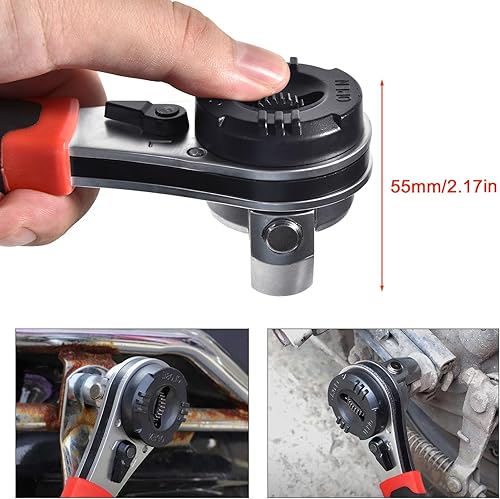 Miniatura 5 de SaferCCTV Llave de trinquete ajustable de 8 pulgadas, herramienta de rendimiento, capacidad de trinquete de cabeza flexible de doble unidad de