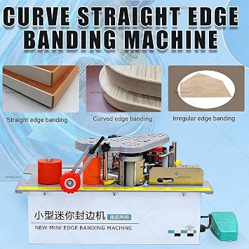 Edge Bander Machine, Portable for All Edge Types, Adjustable Speed, Automatic Cutting, Ideal for Particle Board and Solid Wood Crafting
