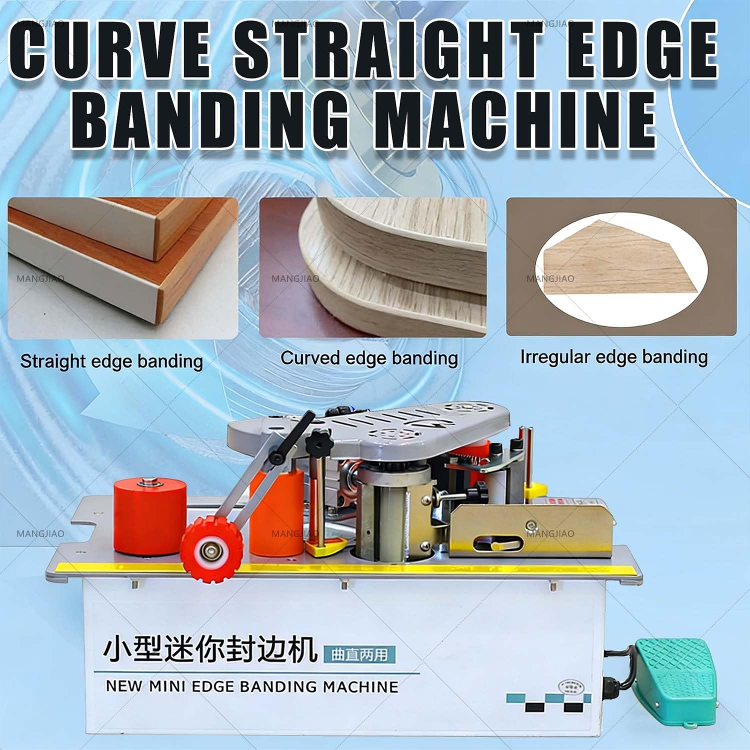 Edge Bander, máquina de velocidad ajustable con función de rotura automática de cinta y pegado de doble cara para bordes sin burbujas en varios materiales de tabla