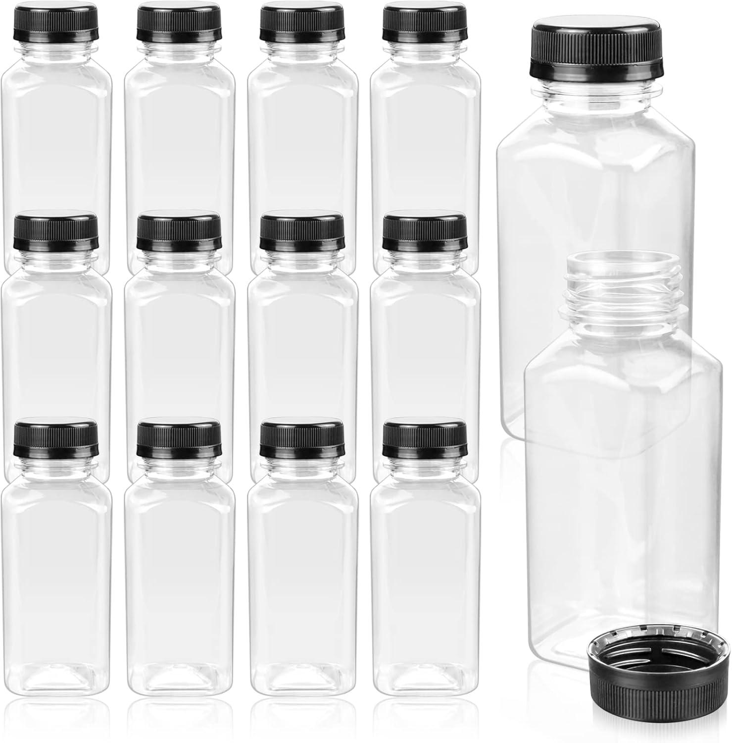 Cmkura 12 Pack 8oz Plastic Juice Bottles with Caps, Empty