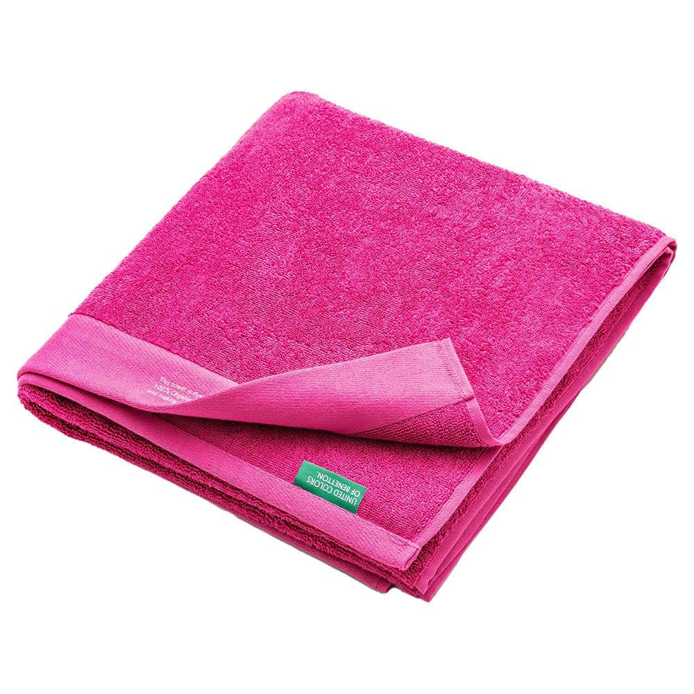 UNITED COLORS OF BENETTON. Set di 3 asciugamani 70 x 140 cm cotone biologico 450 gsm blu, rosa e verde