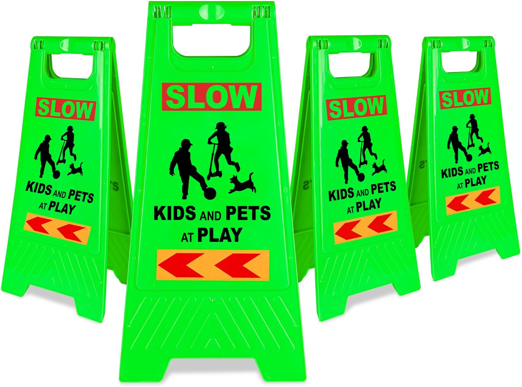XPCARE 4 Pack 24 IN Slow Down Kids at Play Sign for Street Neighborhoods