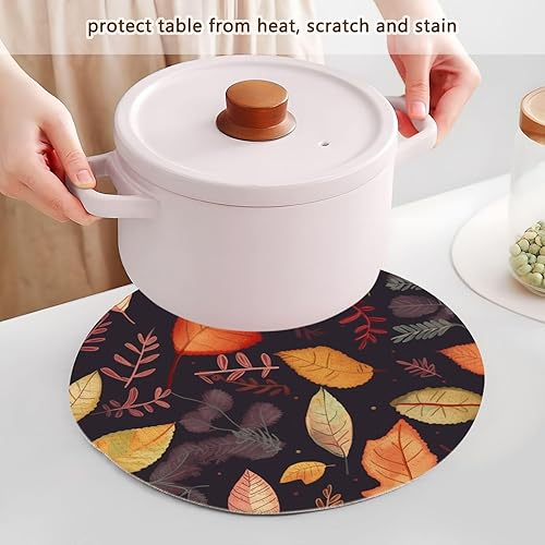 Miniatura 5 de 3 Pcs High Heat Trivet Autumn Leaves for Hot Pots and Pans 15in Cotton Thread Weave Heat Resistant Pot Mat for Microwave Stove Home Decor