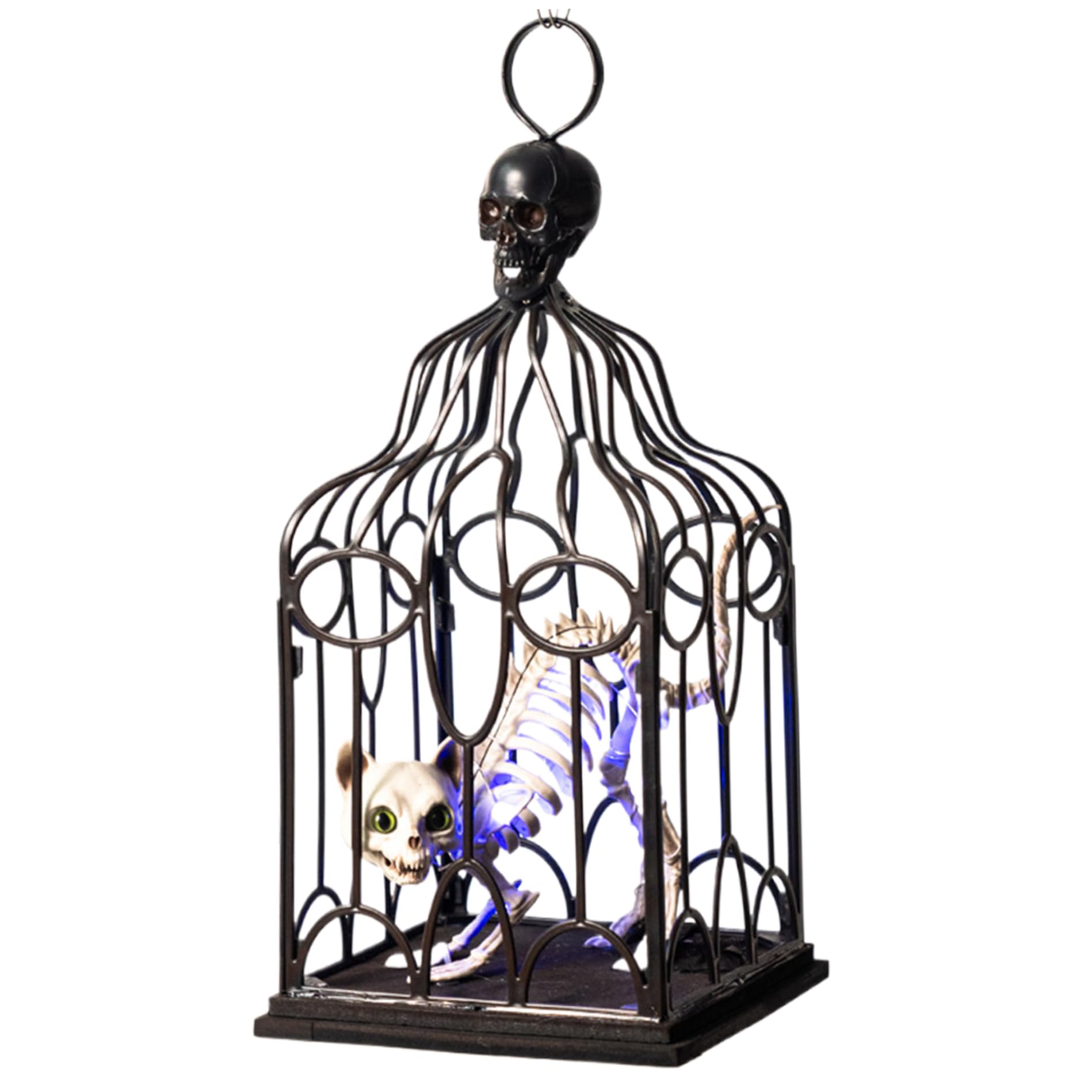 Squelette d'Halloween cage animatronique pour réussir l'ambiance de votre soirée d'horreur