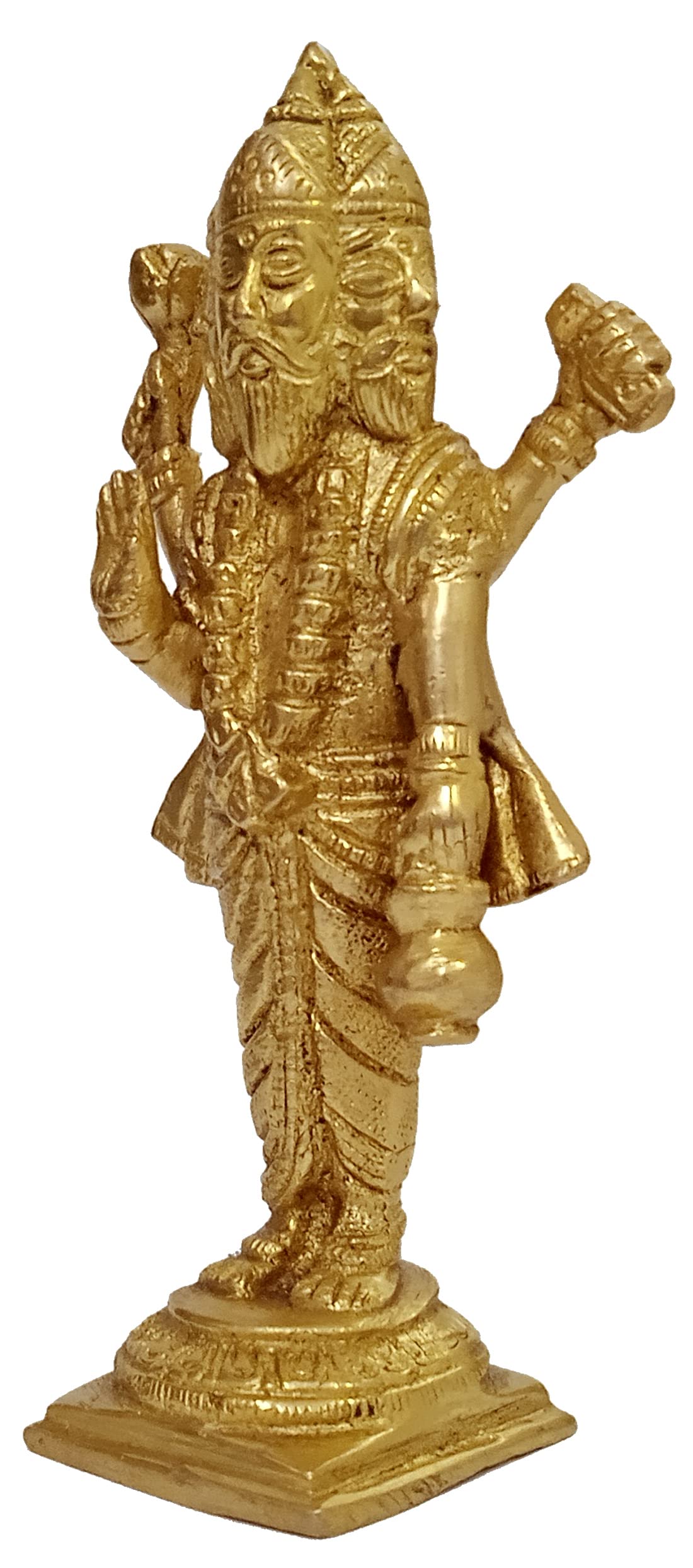 Purpledip Brass Idol Brahma (Thai Phra Phrom), Creator of Universe: Hindu God With Four Heads, Rare Collectible Statue (12045A) - Image 2