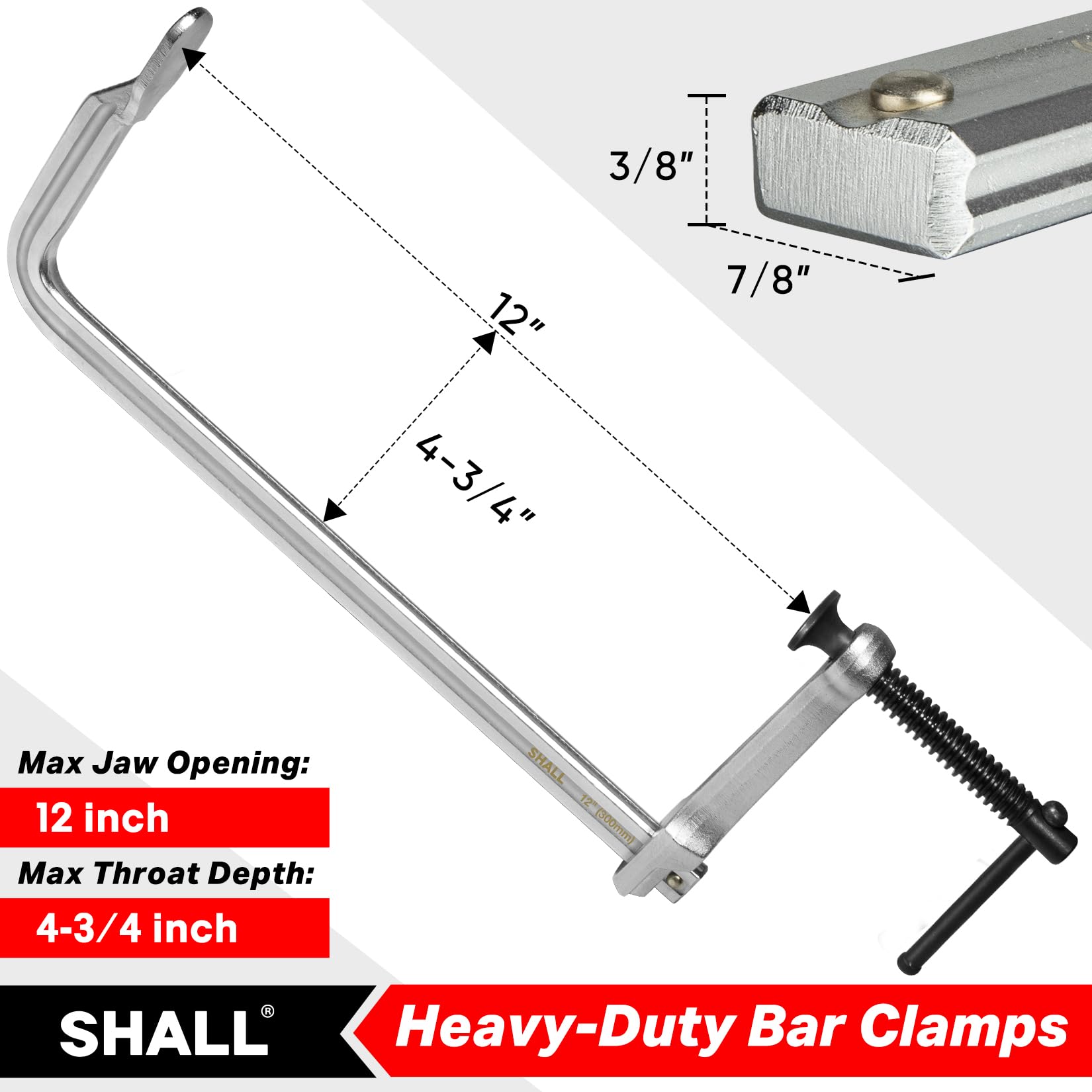 SHALL 12 In Heavy-duty Bar Clamps, 4-Pack Drop Pakistan - View #8